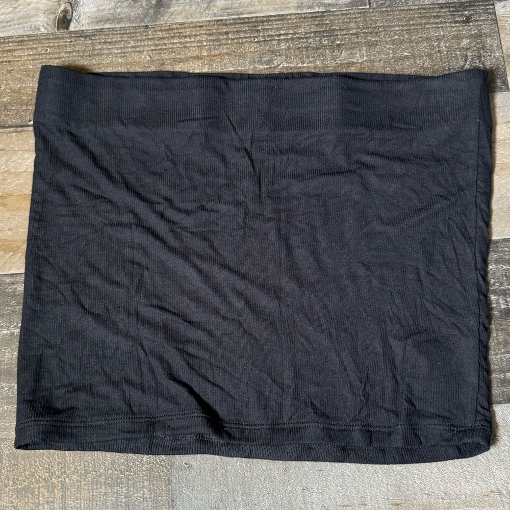 Michael Lauren Tube Top‎ Black Strapless Ribbed Stretch Minimalist Y2K NWT Large